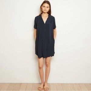 THE ODELLS Blue Frayed Hem V-Neck Short Sleeve Everyday Shift Dress EUC Size XS